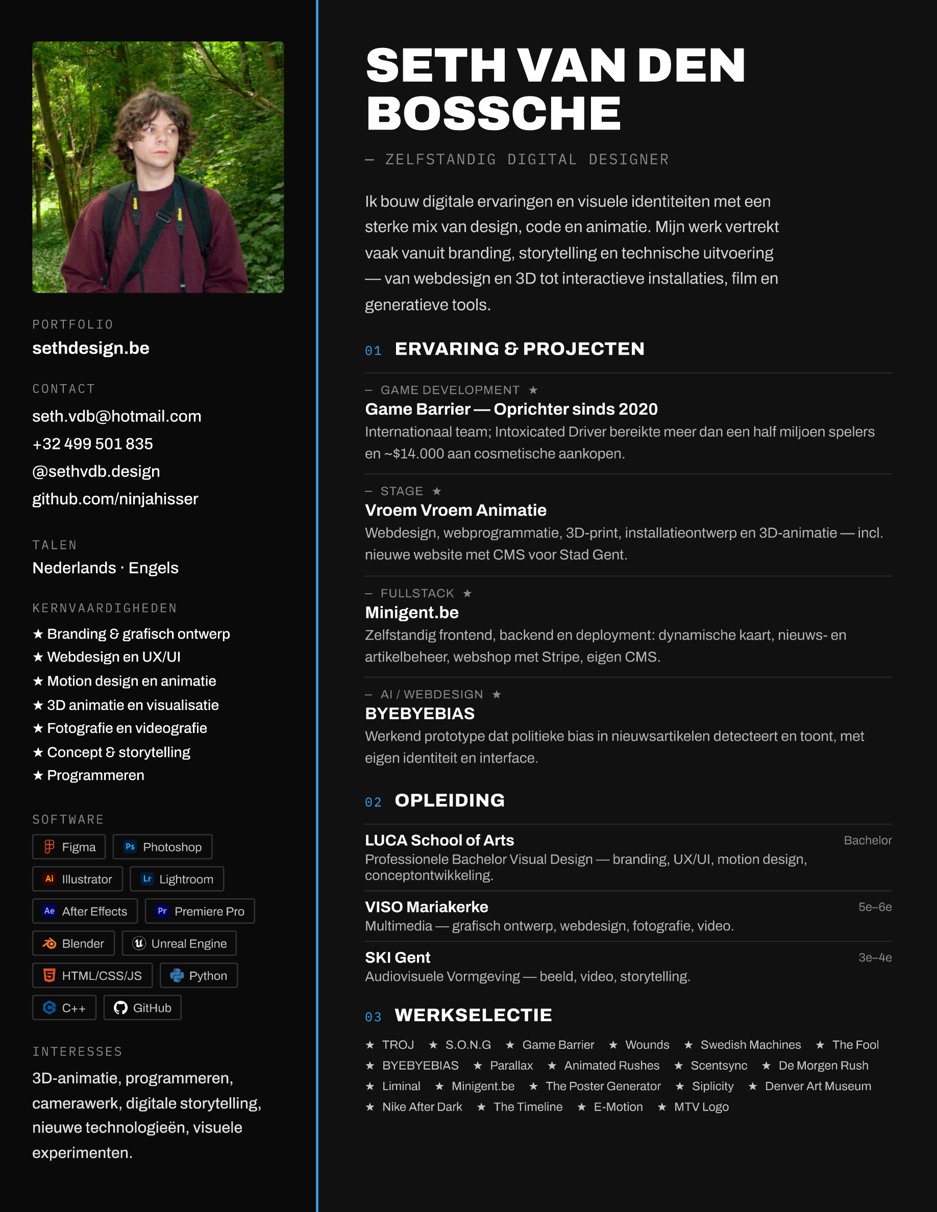 CV van Seth Van den Bossche